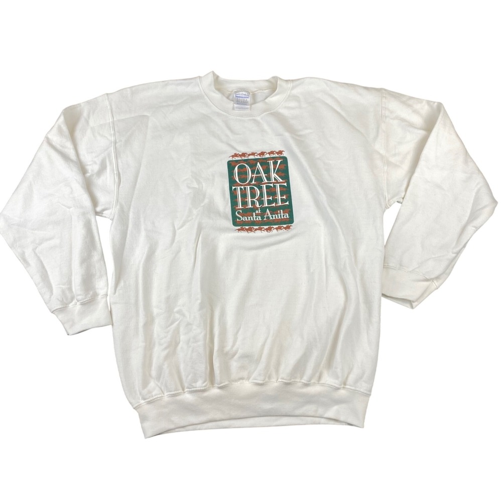 Vintage Oak Tree Santa Anita Horse Racing Sweatshirt Mens L Gildan 90s Y2K